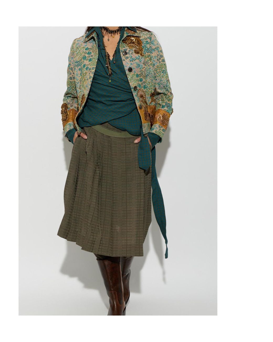 Dries Van Noten Green Long-Sleeved Shirt