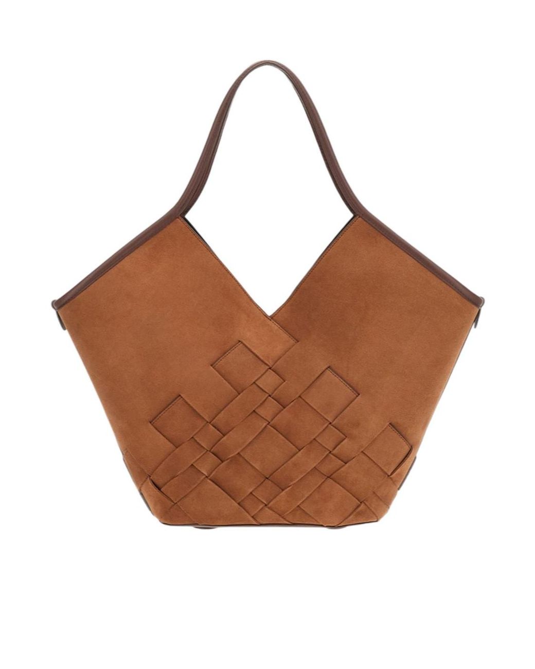 Hereu Brown Interlock V-Shape Tote Bag