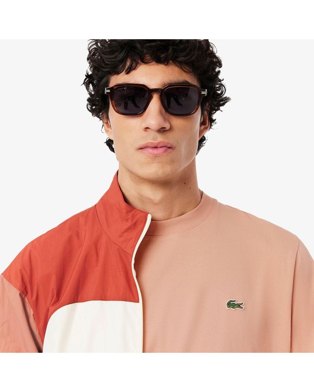 Lacoste Pink Crewneck Casual Shortsleeve Top for men