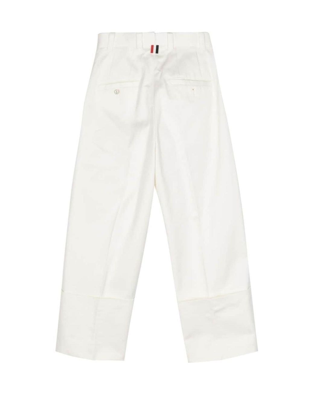 Thom Browne White Pressed-Crease Tapered Trousers