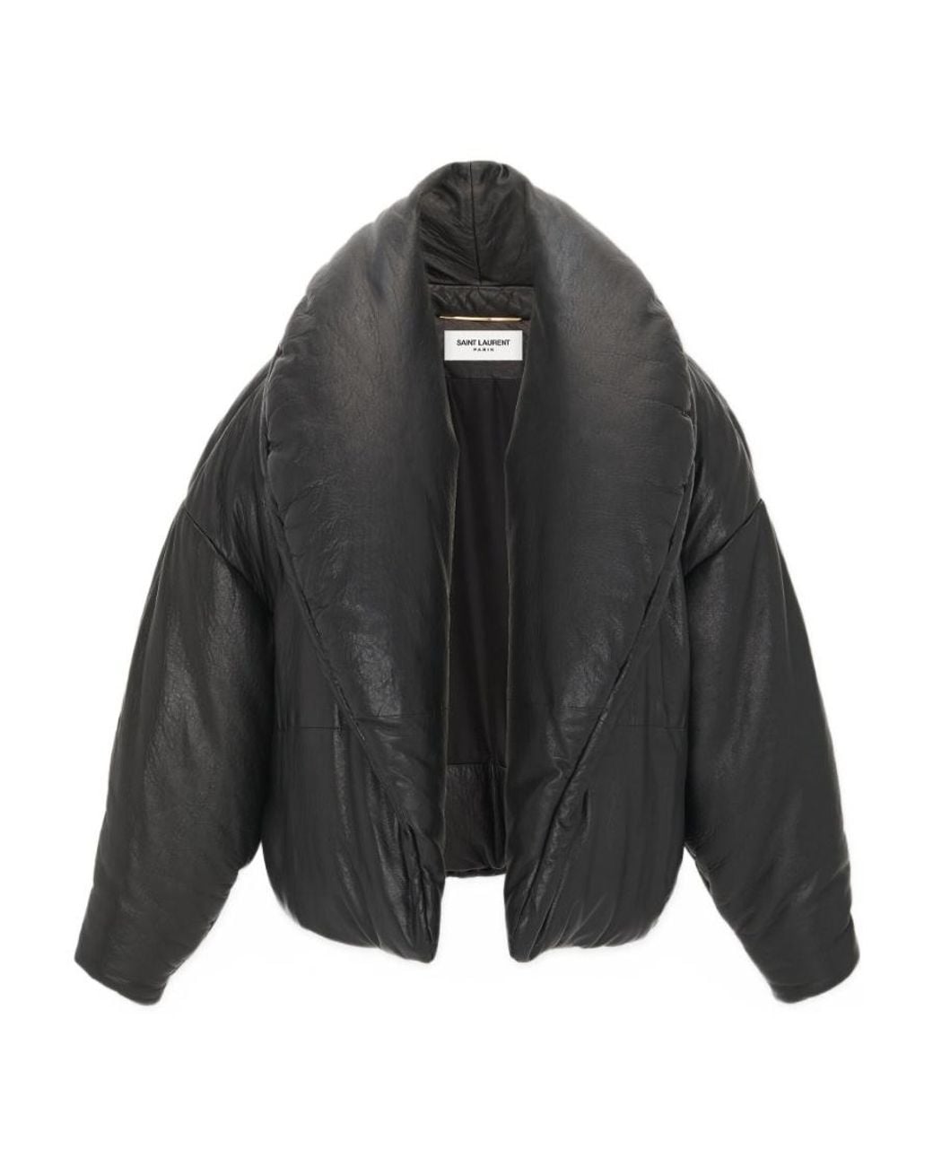 Saint Laurent Black Cassandre Puffer Jacket