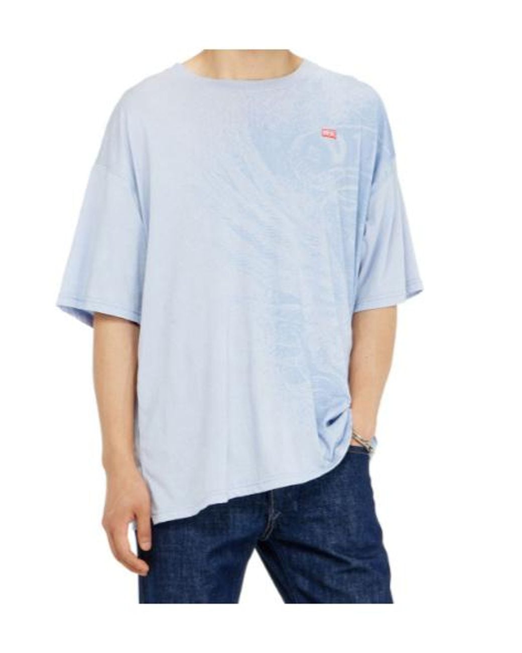 DIESEL Blue Pigment Printed Relaxed T-Shirt for men