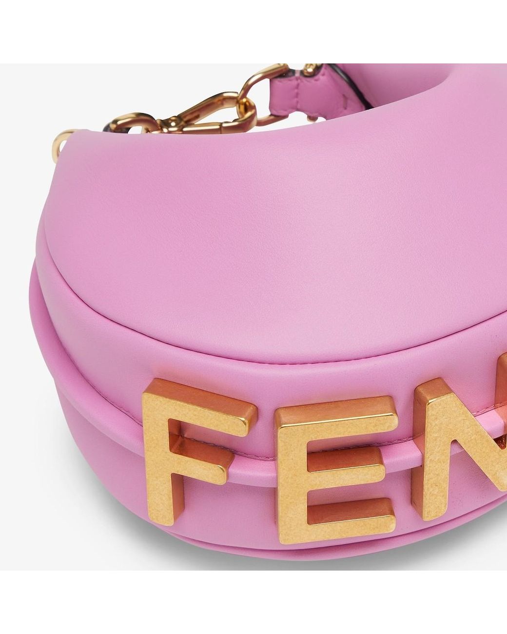 Fendi Pink Logo Plaque Mini Hobo Bag