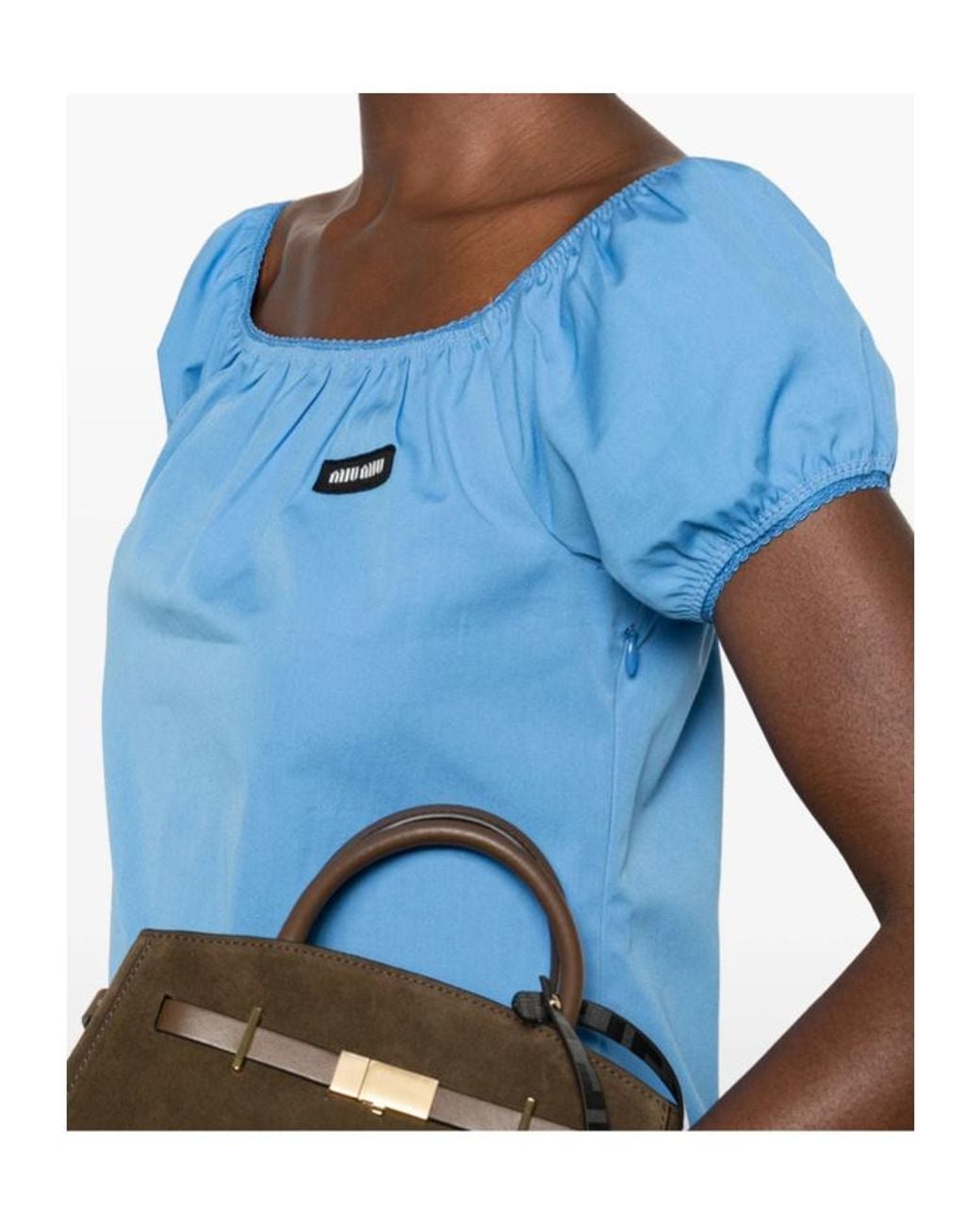 Miu Miu Blue Scoop Neck Mini Dress