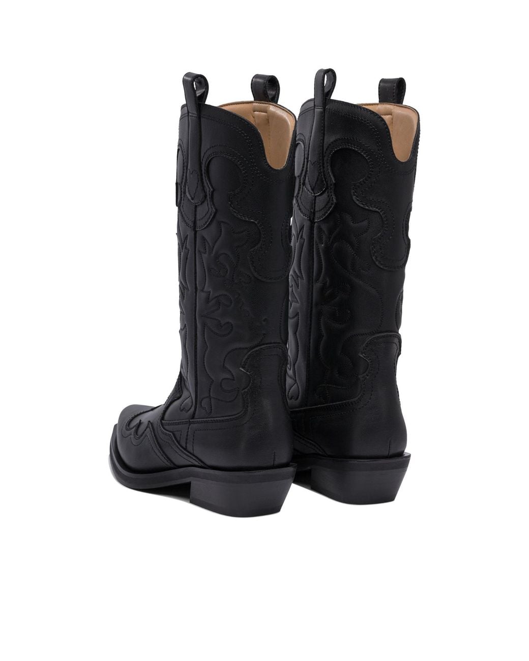 Ganni Black Stitched Boots