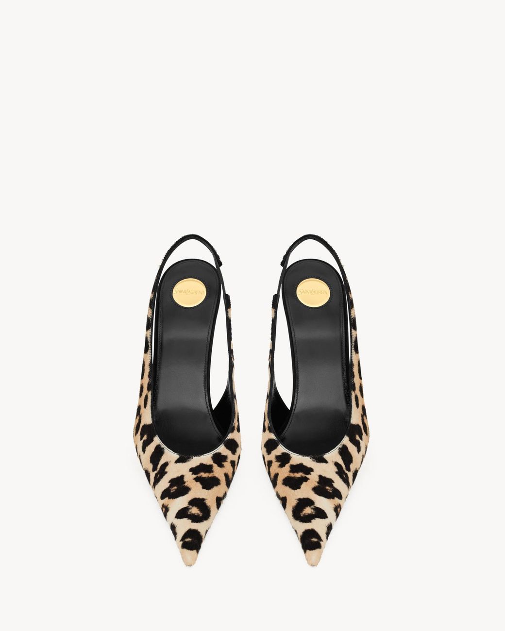 Saint Laurent White Leopard Patterned Slingback Pumps