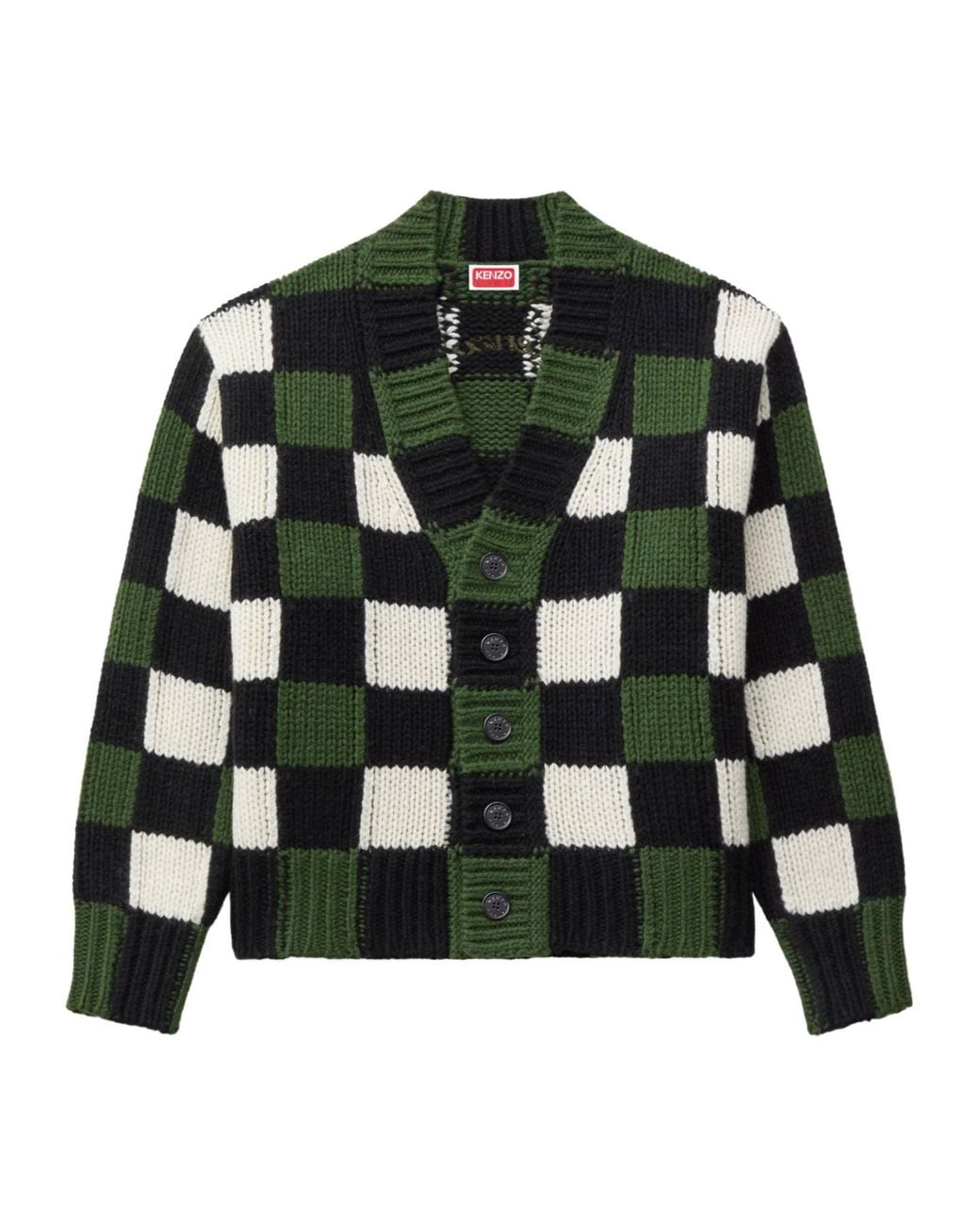 KENZO Green Checks' Cardigan for men