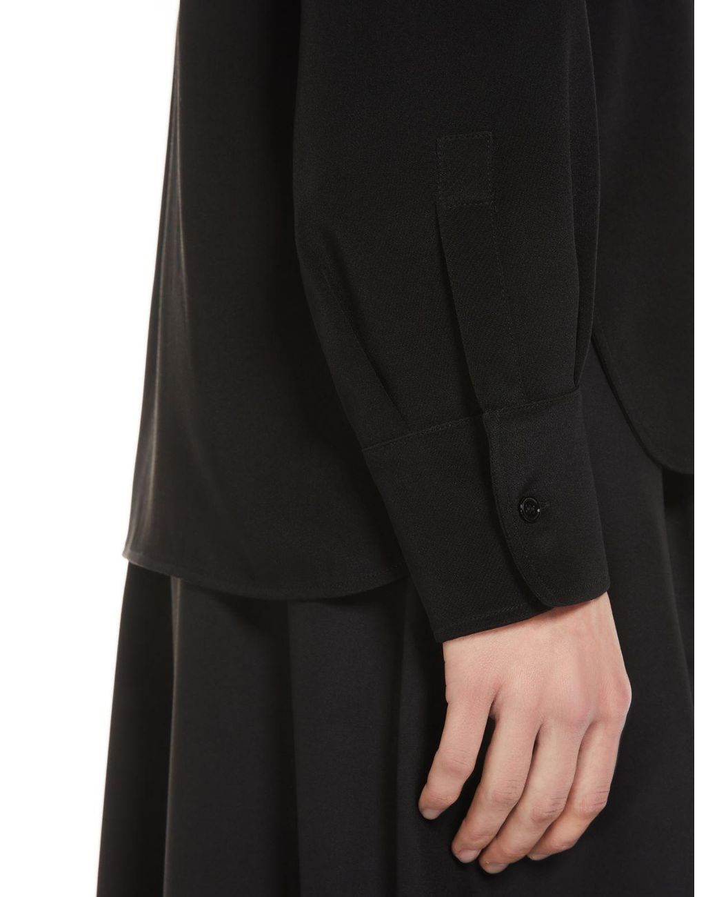 Max Mara Black Zanzero V-Neck Long-Sleeved Shirt