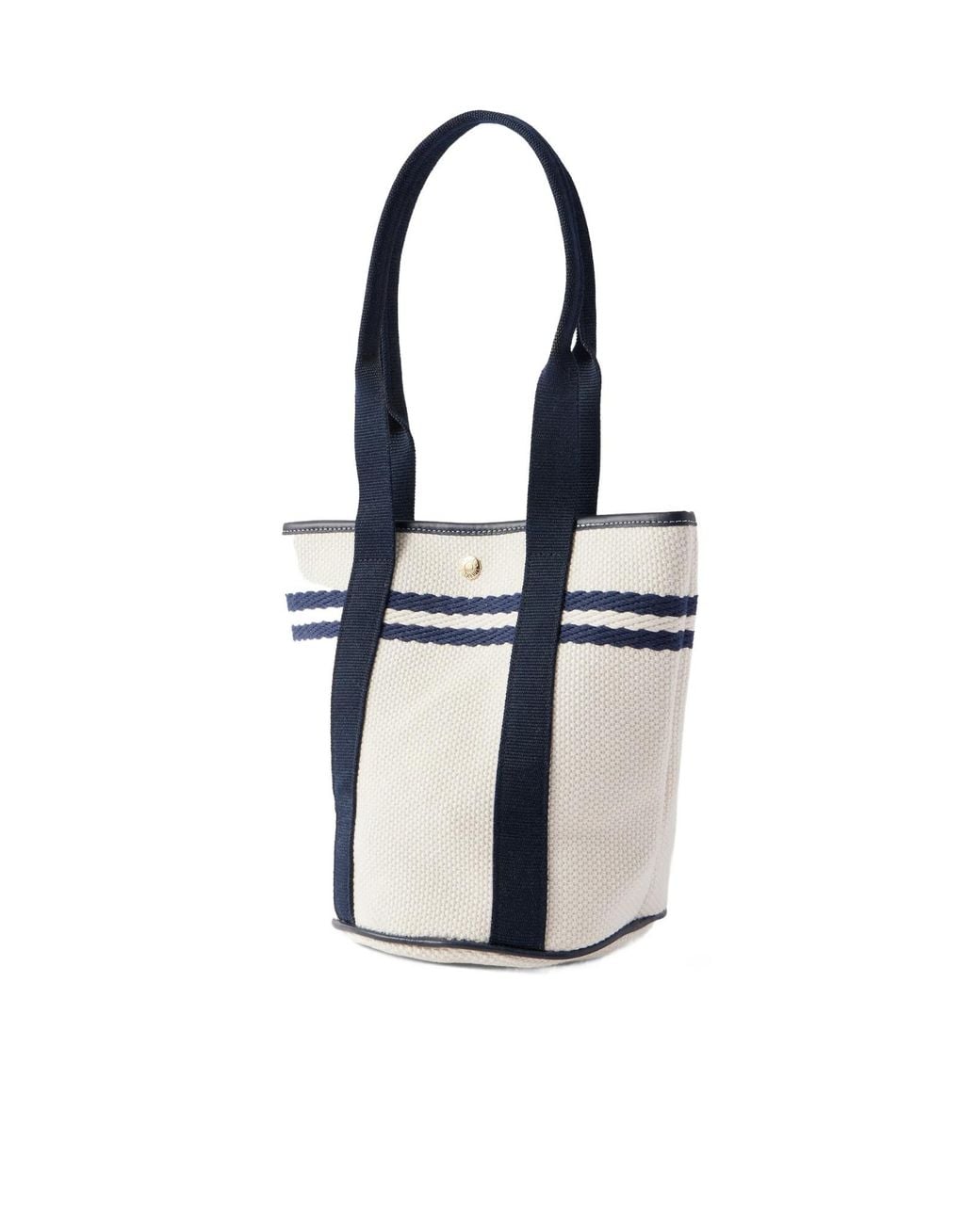 Rue de Verneuil White Leather And Webbing-Trimmed Canvas Tote