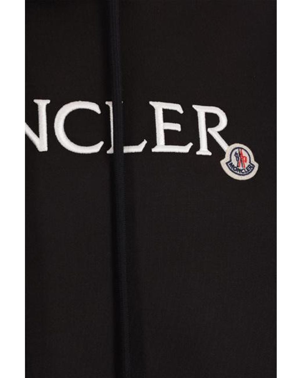 Moncler Black Logo Embroidered Drawstring Hoodie