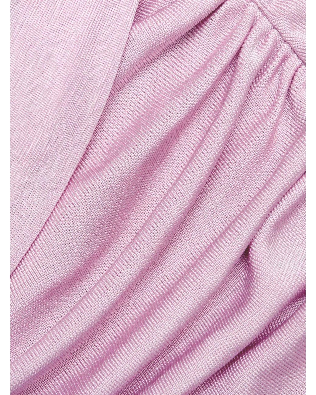 Self-Portrait Pink Draped Gathered Midi Dress