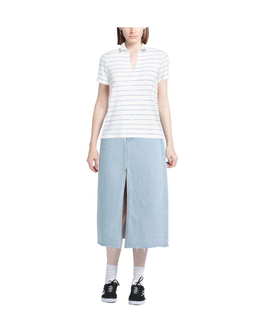 Rag & Bone White Striped Knitted Short-Sleeved Shirt