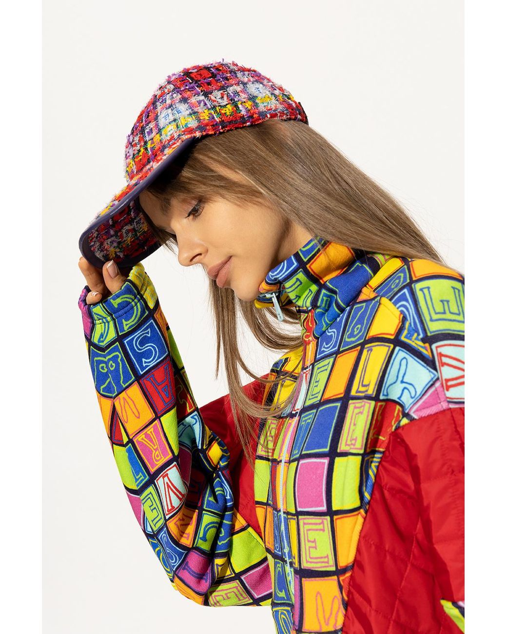 Gucci Red Checked Tweed Baseball Cap