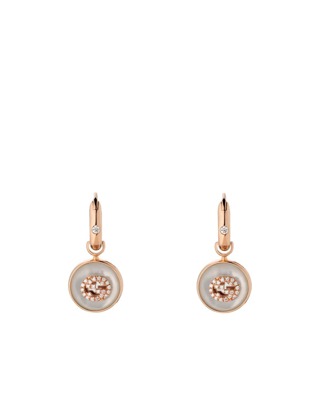 Gucci White Interlocking Diamond 18K Earrings