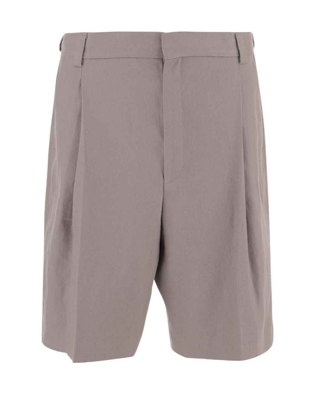 Boss Gray Pleated Tailored Shorts for men