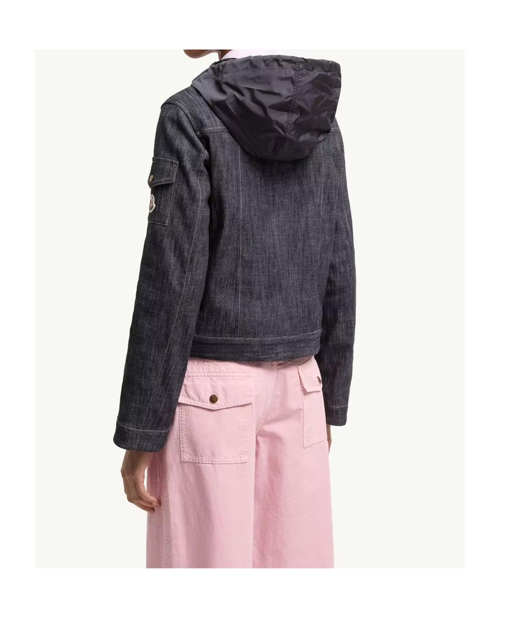 Moncler Blue Diervilla Hooded Double-Breasted Denim Jacket