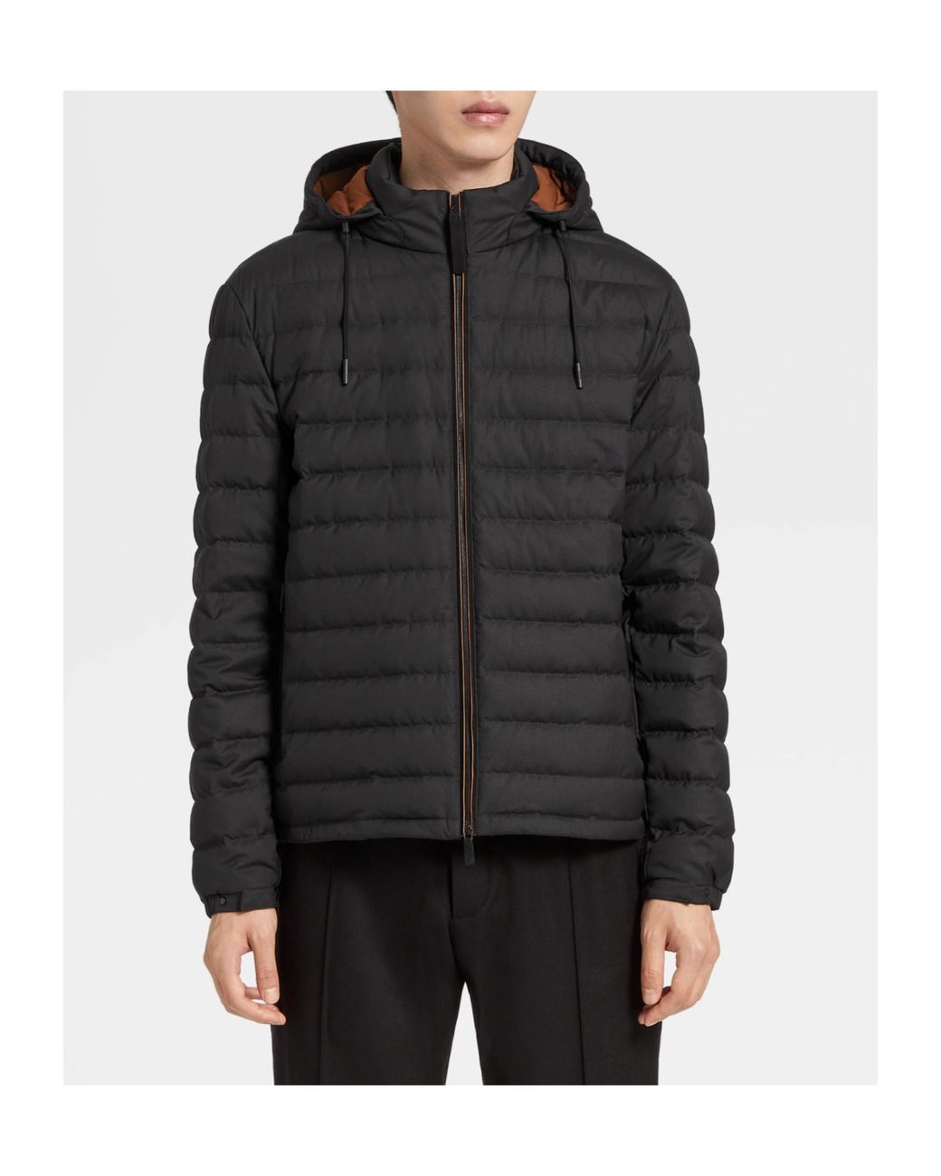 Zegna Black Hooded Padded Jacket for men