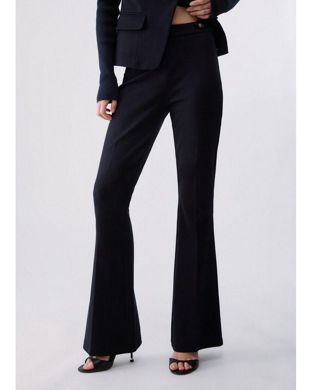 Liu Jo Blue Button-Detail Flared Pants