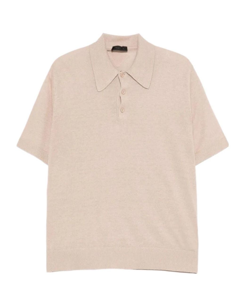 Prada Natural Short-Sleeved Knitted Polo Shirt for men