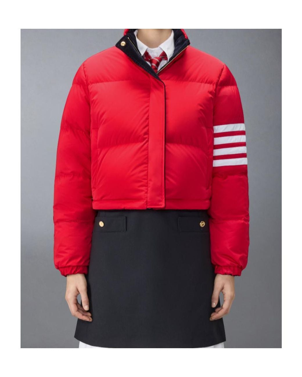 Thom Browne Blue Reversible Zip-Up High-Neck Jacket