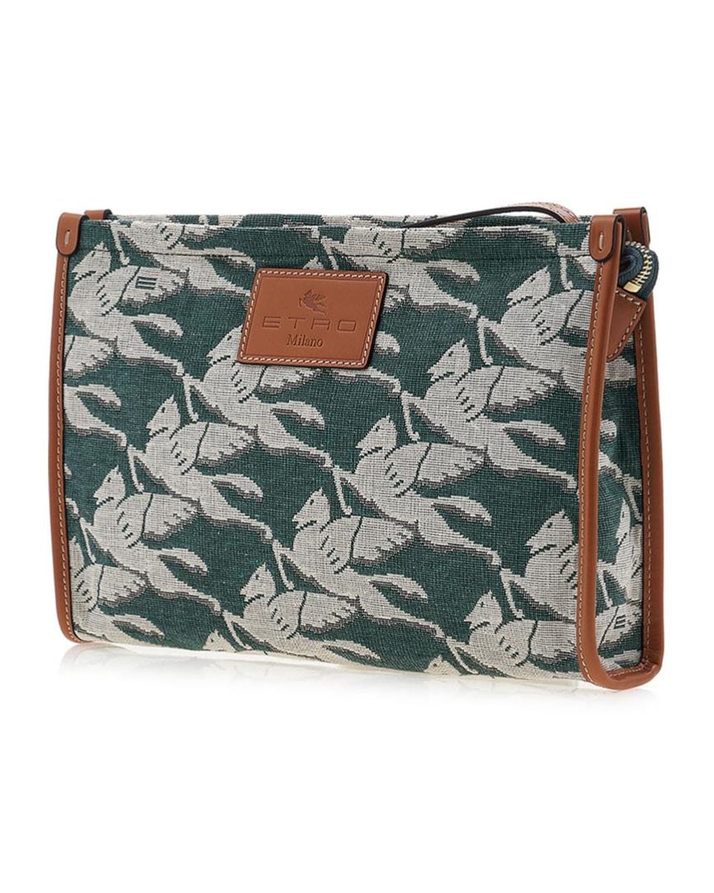 Etro Green Pattern Clutch