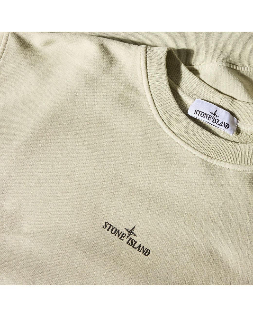 Stone Island White Light Crewneck Loose Sweatshirt for men