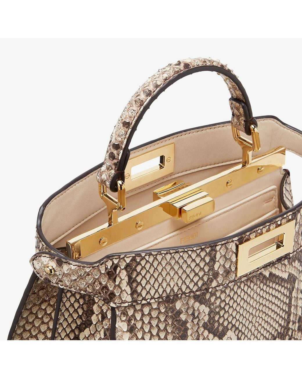 Fendi Brown Natural Python Leather Bag