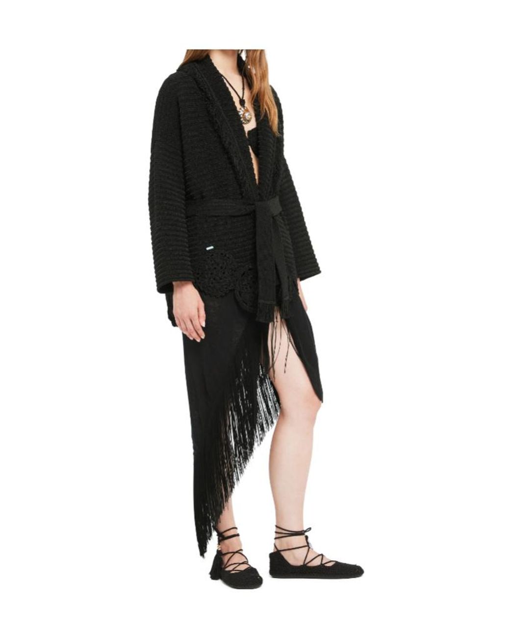 Alanui Black Island Memories Belted Cardigan