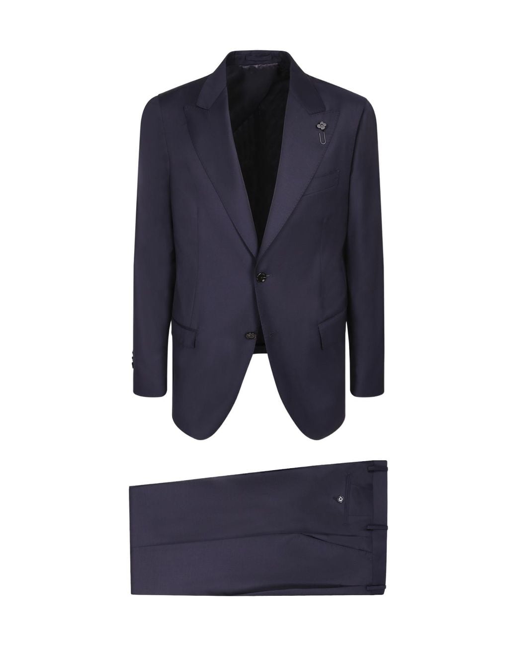 Lardini Blue Micro-Textured Peaked-Lapel Suit for men
