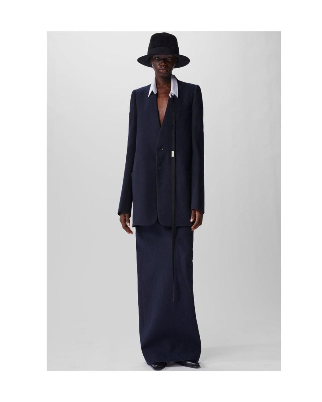 Ann Demeulemeester Blue Wool V-Neck Blazer