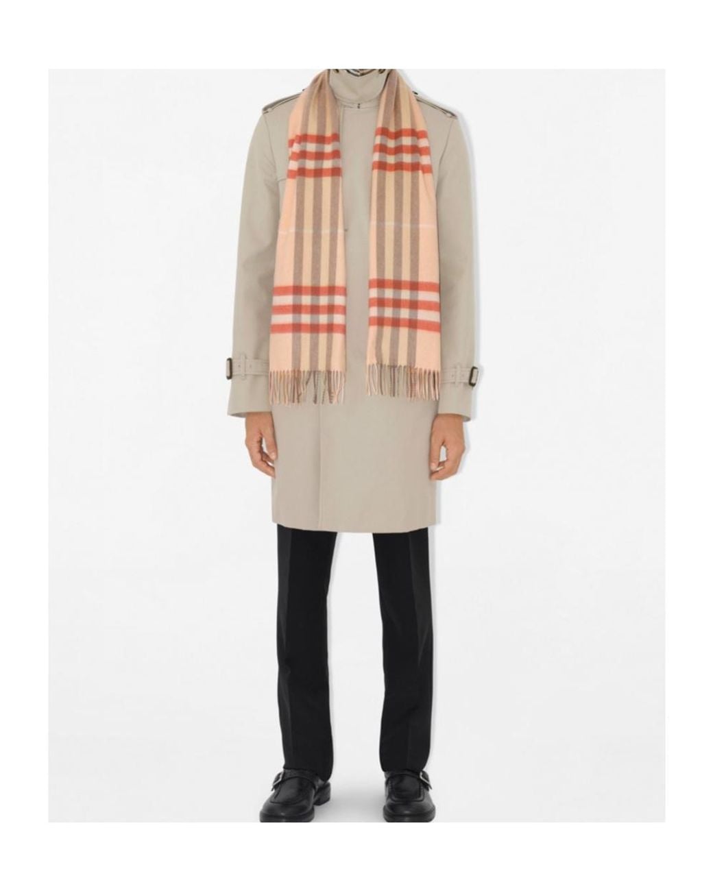 Burberry Pink Checked Fringed-Edge Scarf