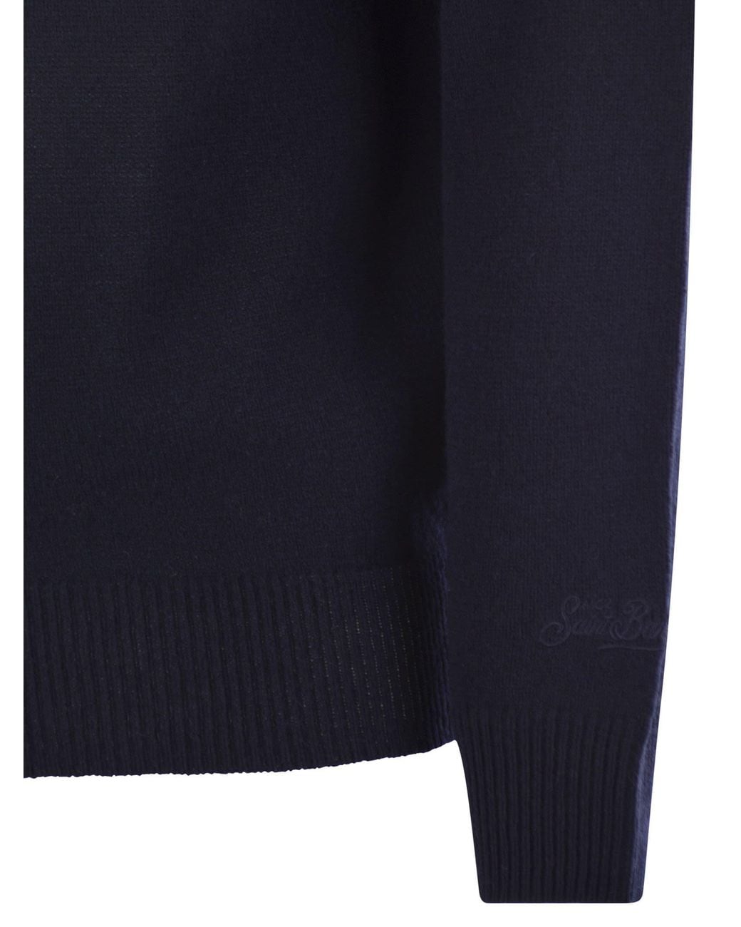 Mc2 Saint Barth Blue Ribbed Crewneck Knitwear for men