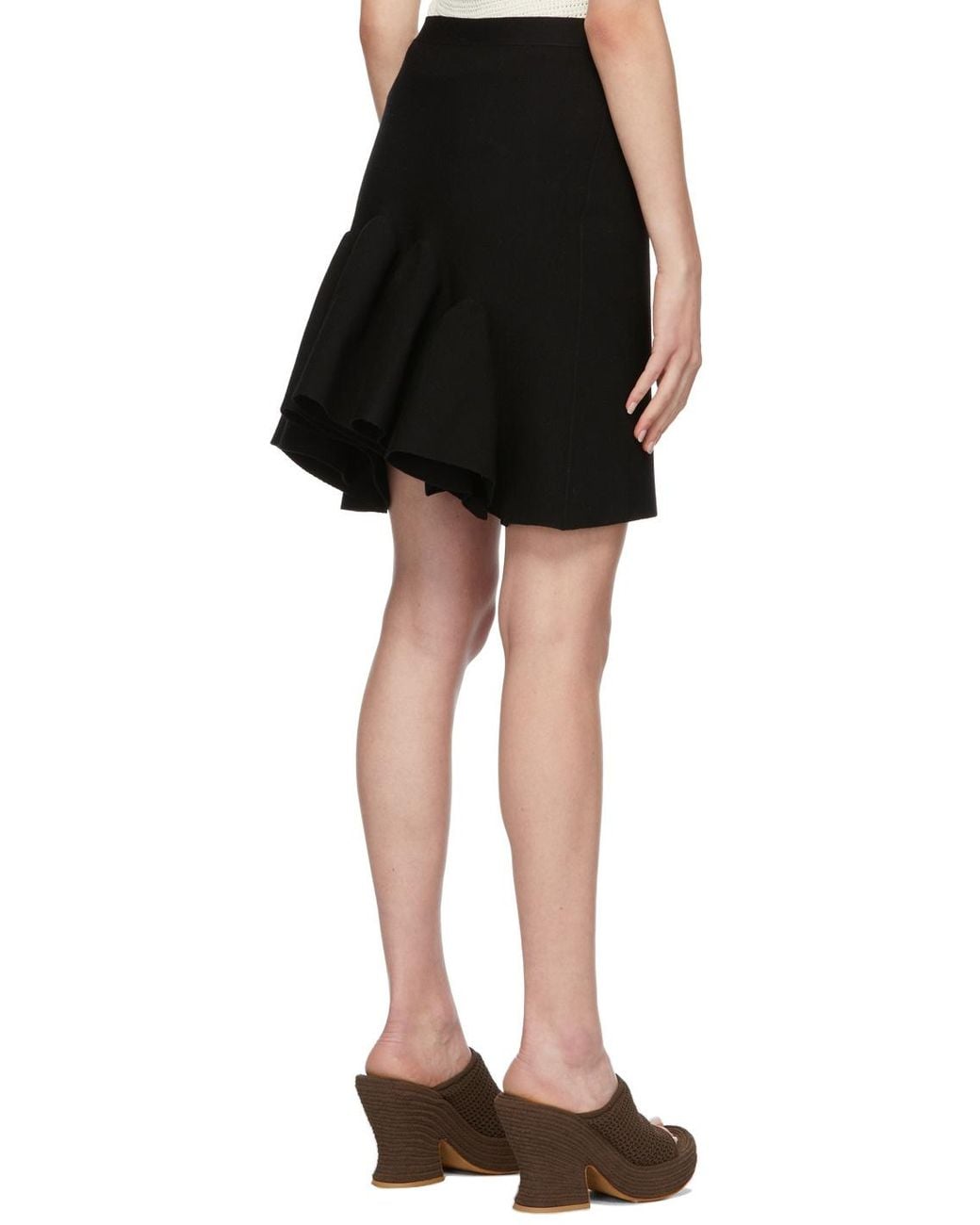 Bottega Veneta Black A-Line Ruffled Skirt