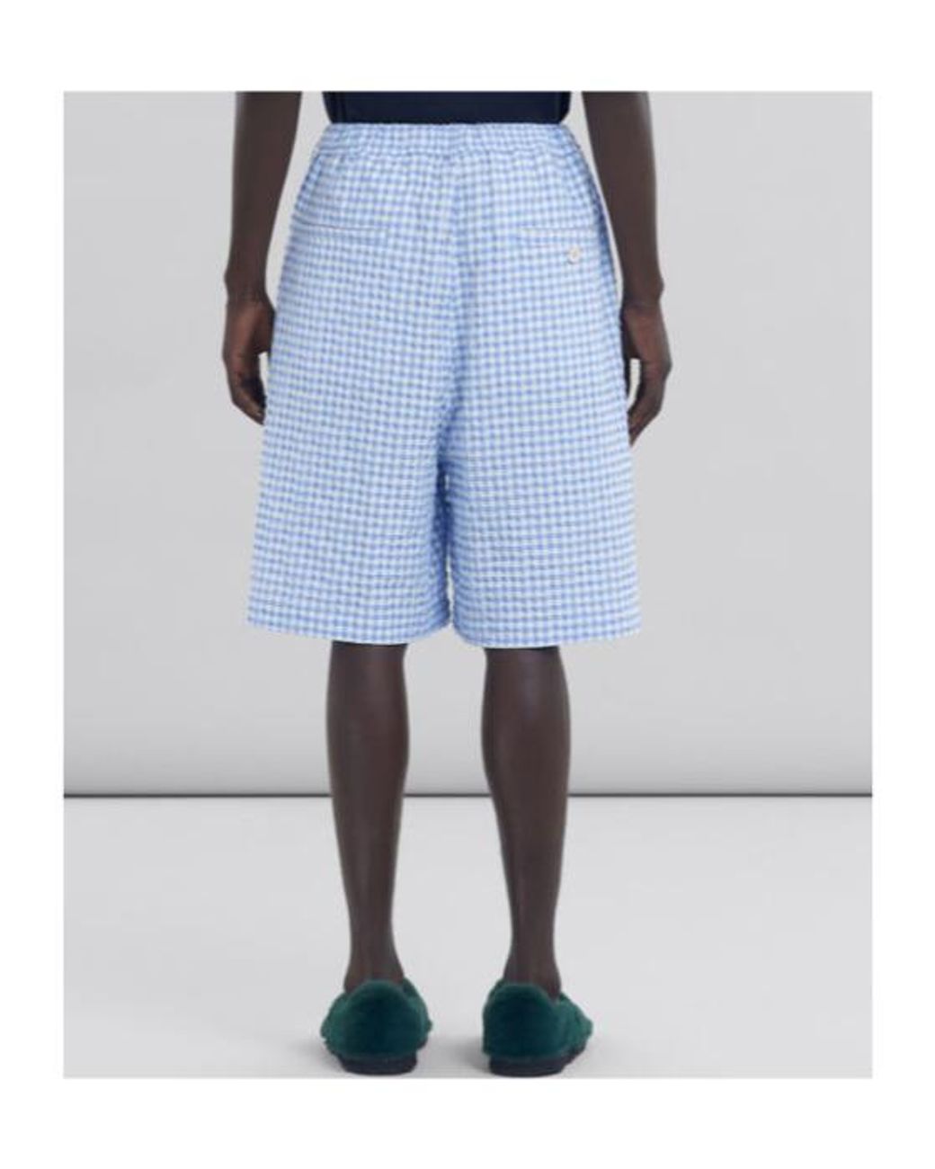 Marni Blue Checked Drawstring Shorts for men
