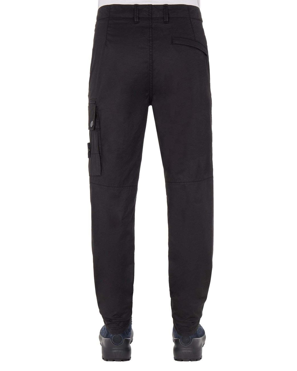 Stone Island Black Compass-Patch Cargo Trousers for men
