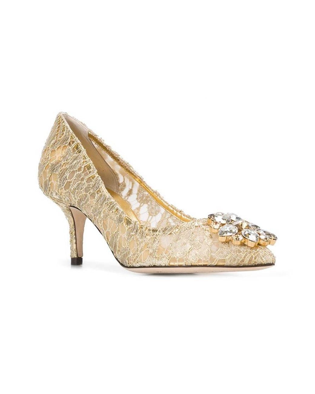 Dolce & Gabbana Natural Belluci Embellished Lace Pumps