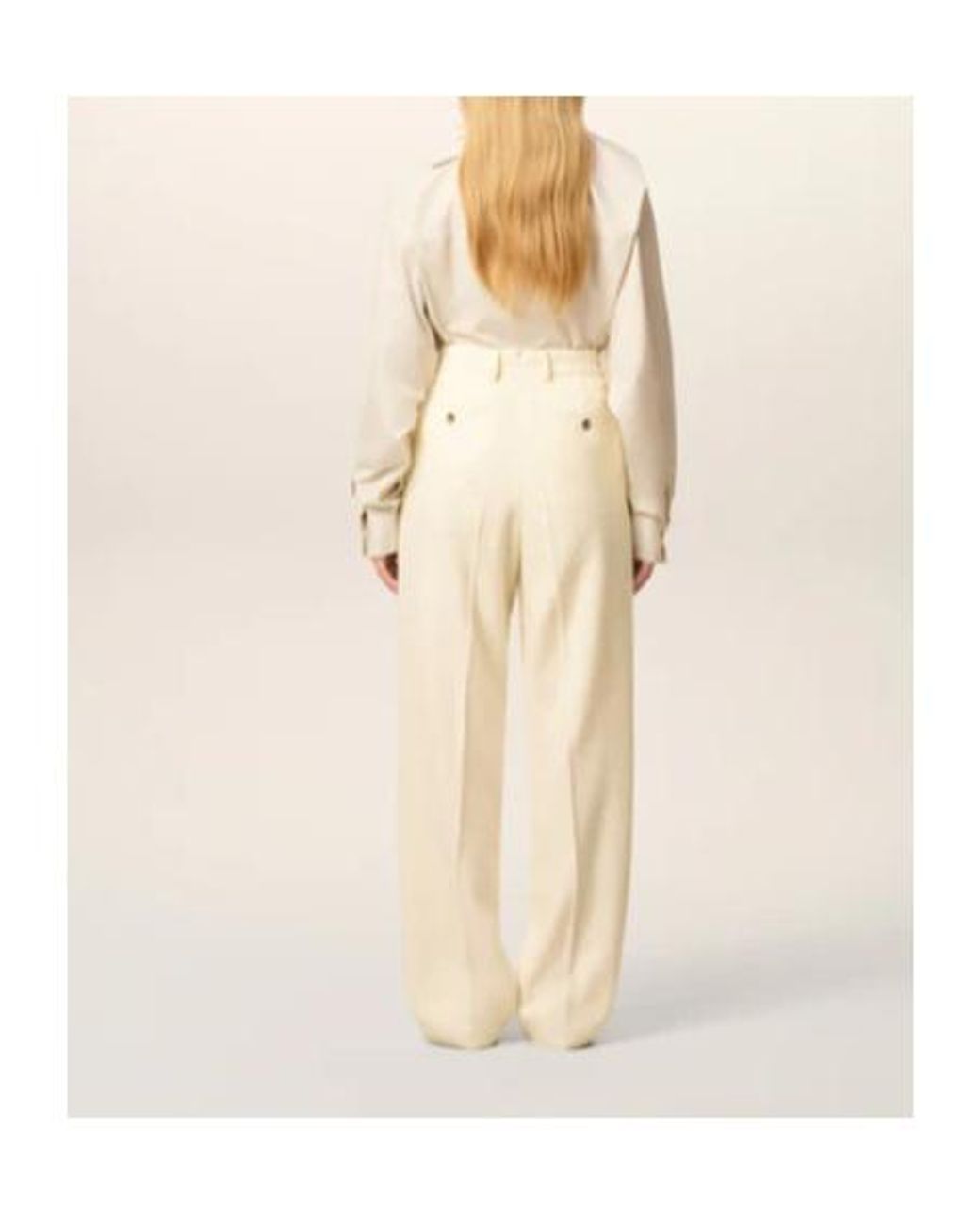 AMI Natural Wide Leg Trousers