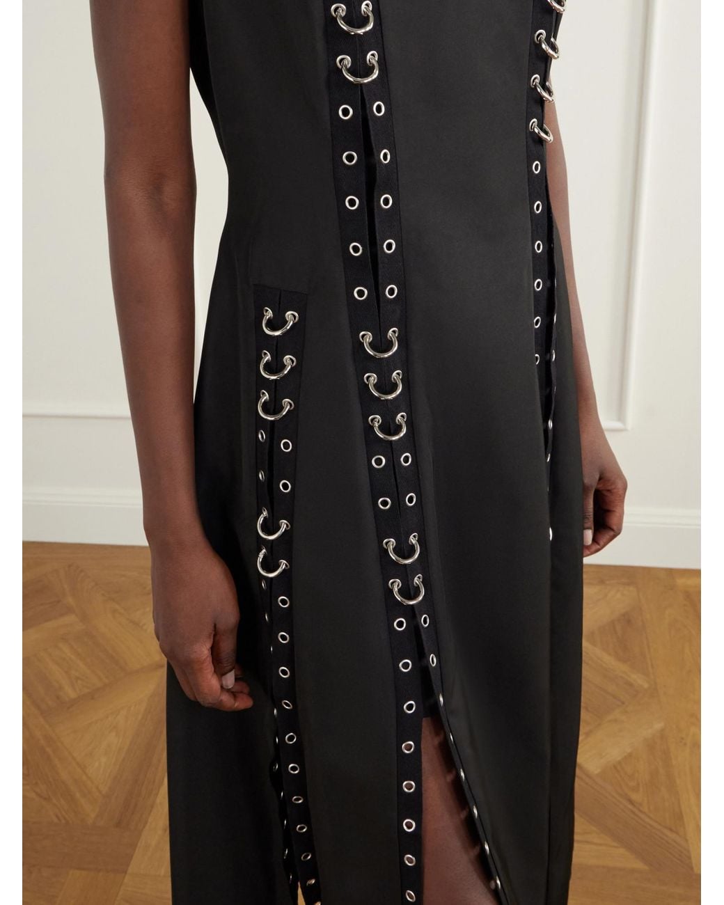 Simone Rocha Black Embellished Twill Midi Dress