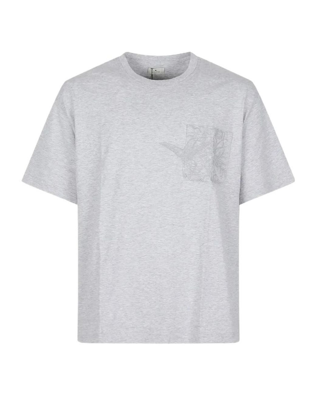 Etro White Regular Fit Crewneck T-Shirt for men