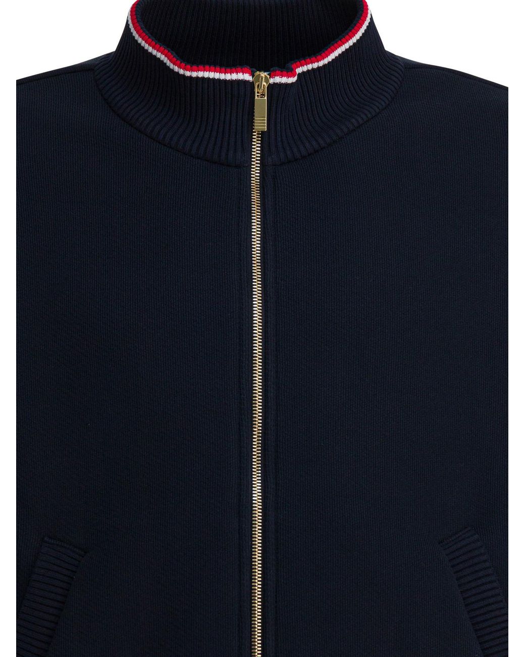 Thom Browne Black Rwb-Striped Zipped Sweatshirt for men