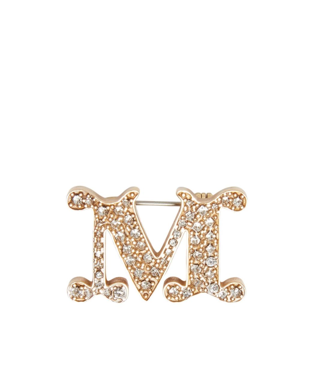 Max Mara White Logo Engraved Embellished Brooch