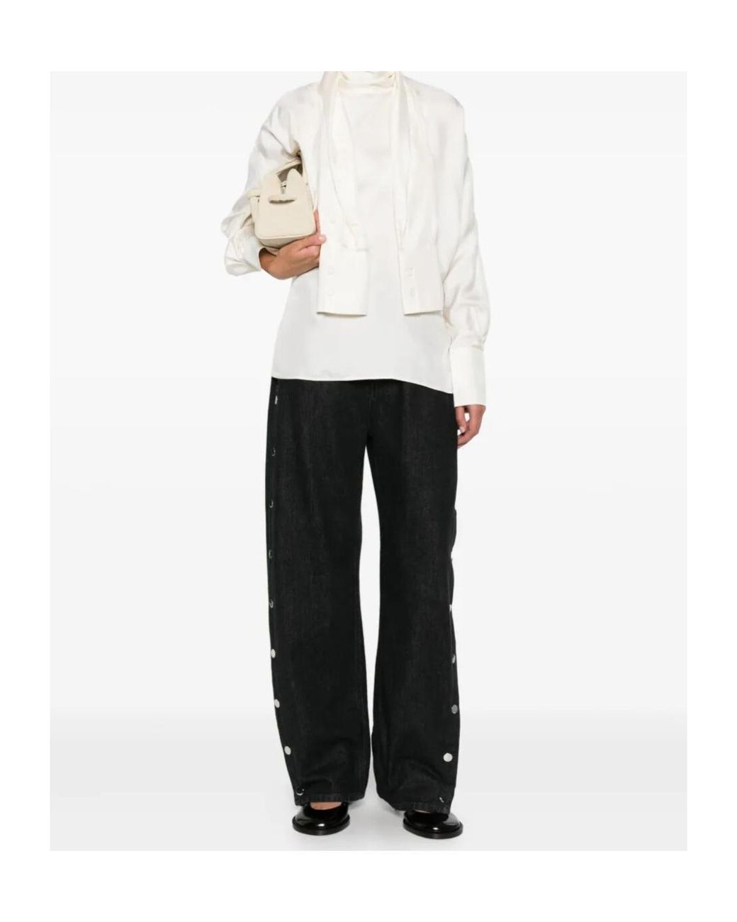 Rohe White Silk Scarf Blouse