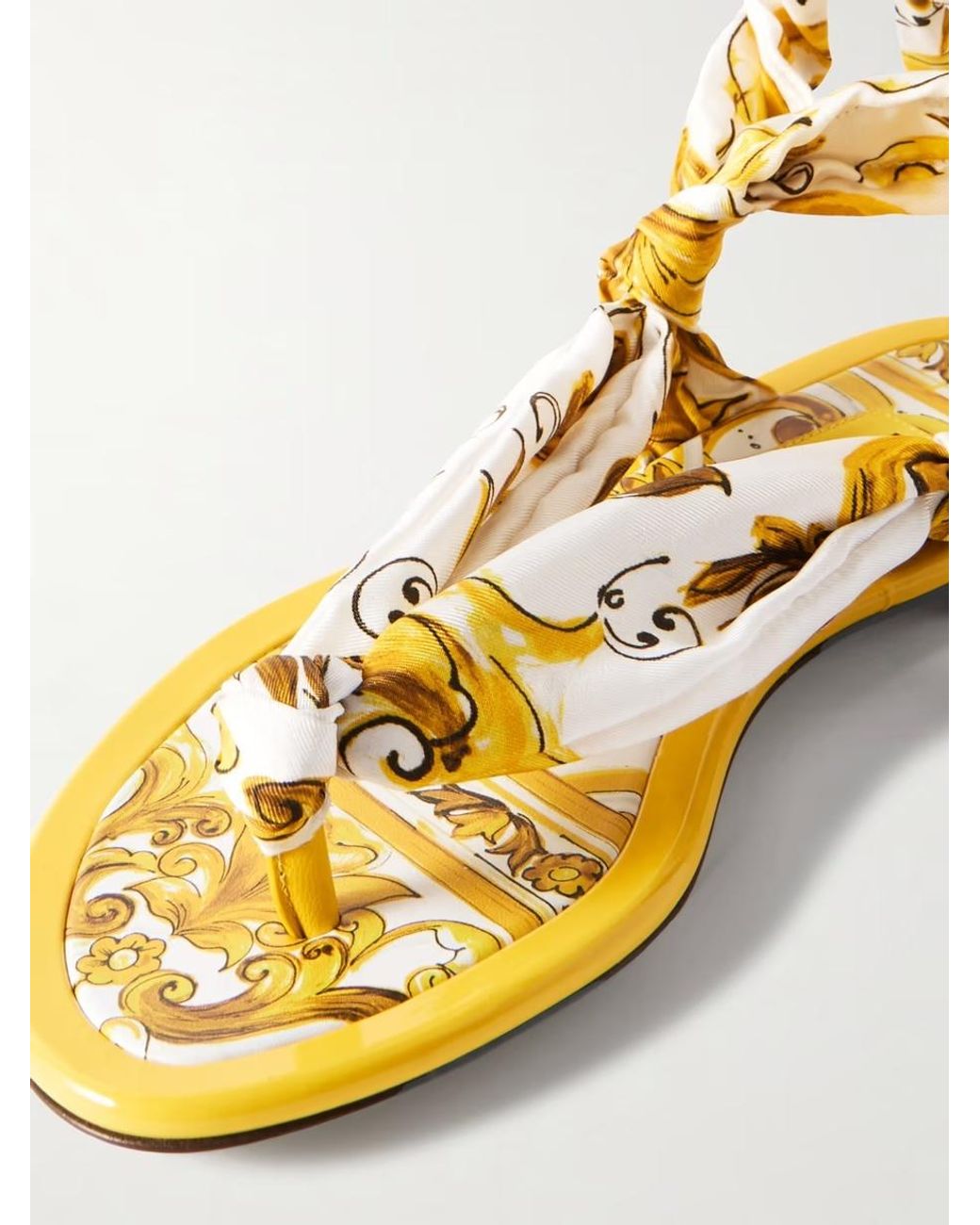 Dolce & Gabbana Metallic Printed Flat Sandals