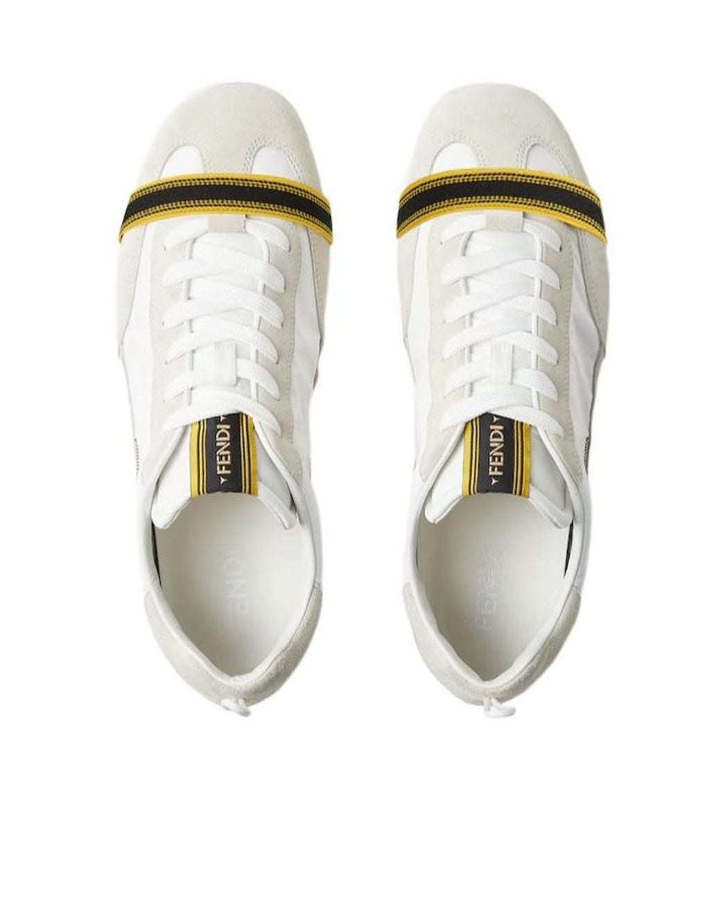 Fendi White Wrap Elastic-Band Low-Top Sneakers for men