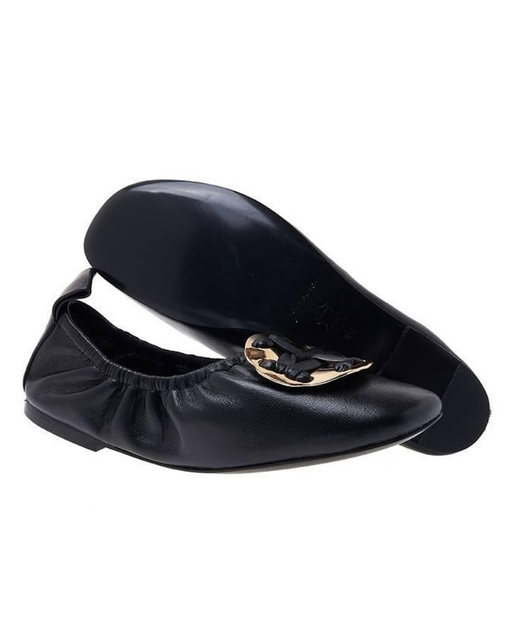 Tory Burch Blue Woven Double T 10Mm Ballerina Shoes