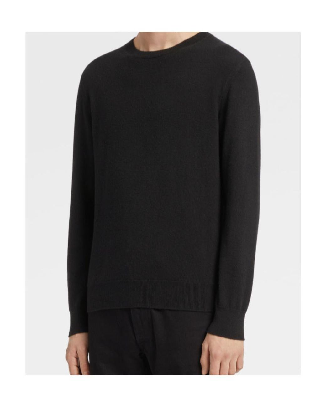 Zegna Black Logo Long-Sleeved Sweater for men