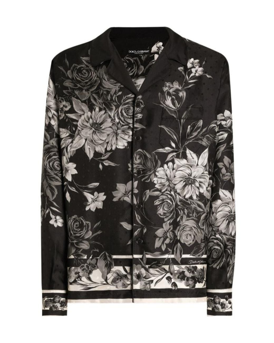Dolce & Gabbana Black Silk Printed Shirt for men