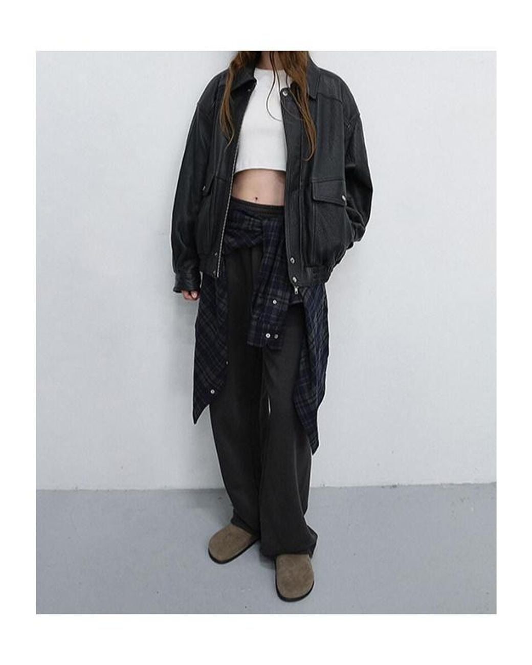 DUNST Blue Oversized Leather Bomber Jacket for men