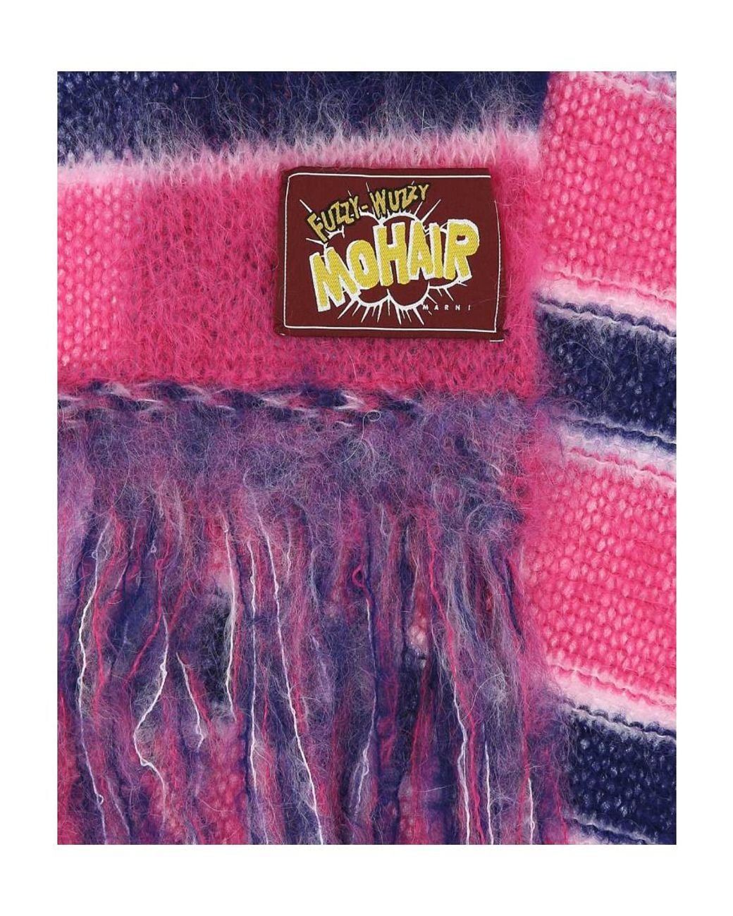 Marni Pink Fringed Striped Scarf for men