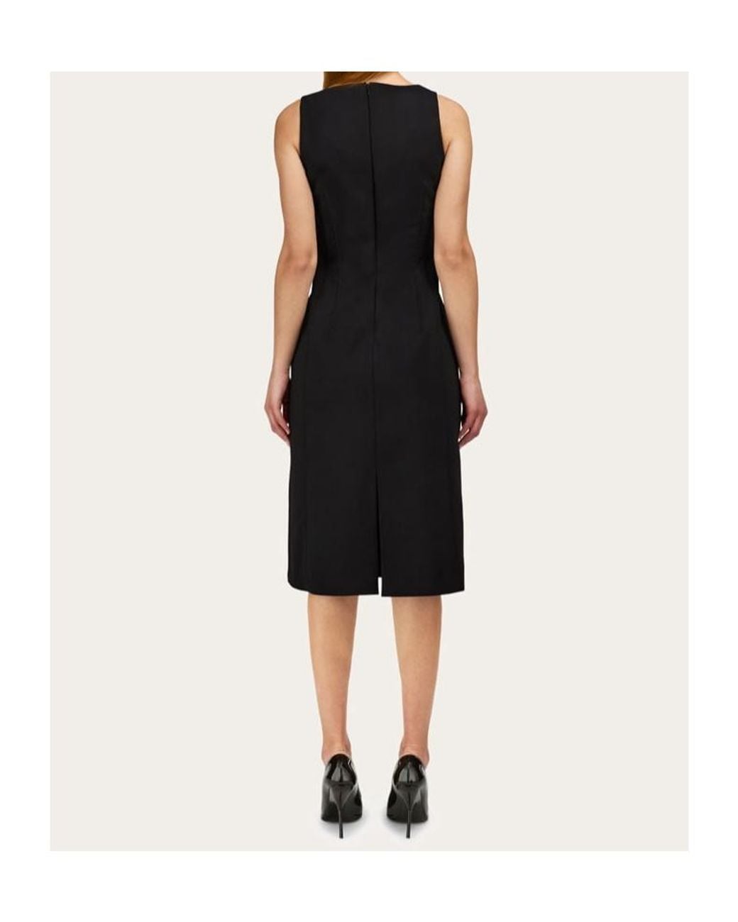 Ferragamo Black Ferragamo Gathered Neckline Corseted Dress